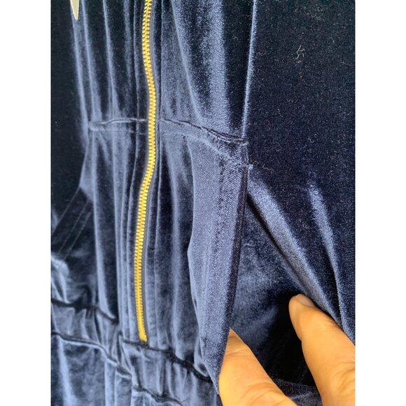 Fabletics Velour Zip-Up Wide Leg Onesie L Navy Jumpsuit RGG10698 NWT Mock Neck - Picture 12 of 13